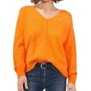 Vince Camuto orange V-Neck Pullover Sweater